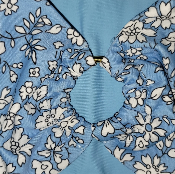 Zaful 3 pc string bikini floral blue white flowers crop top padded adjustable - Picture 6 of 13